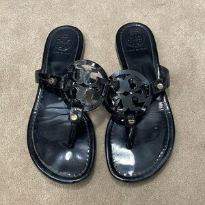 Tory Burch Miller Sandal Patent Black - Size 7.5